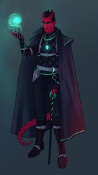 A red tiefling warlock