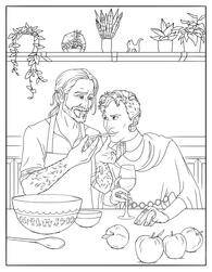 Caleb Widogast feeding Essek Thelyss, lineart.