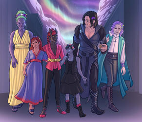 A party of adventurers in Lyrengorn